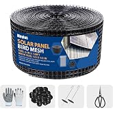 Moyios Solar Panel Bird Guard Mesh, 6" x 120' Critter Guard with 80 Clips | Black PVC-coated galvanized steel, 1/2" mesh,Prevents Birds, Pigeons, and Critter Guard from Getting Under the Solar Panels