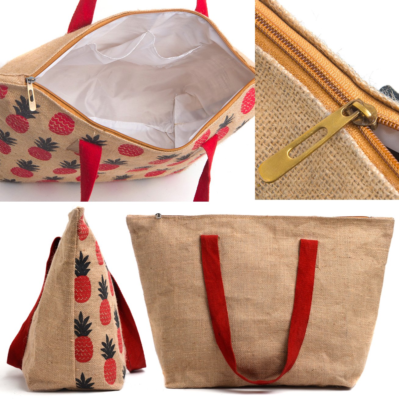 h&b women's tote bag( red,bch-pineapple-red)