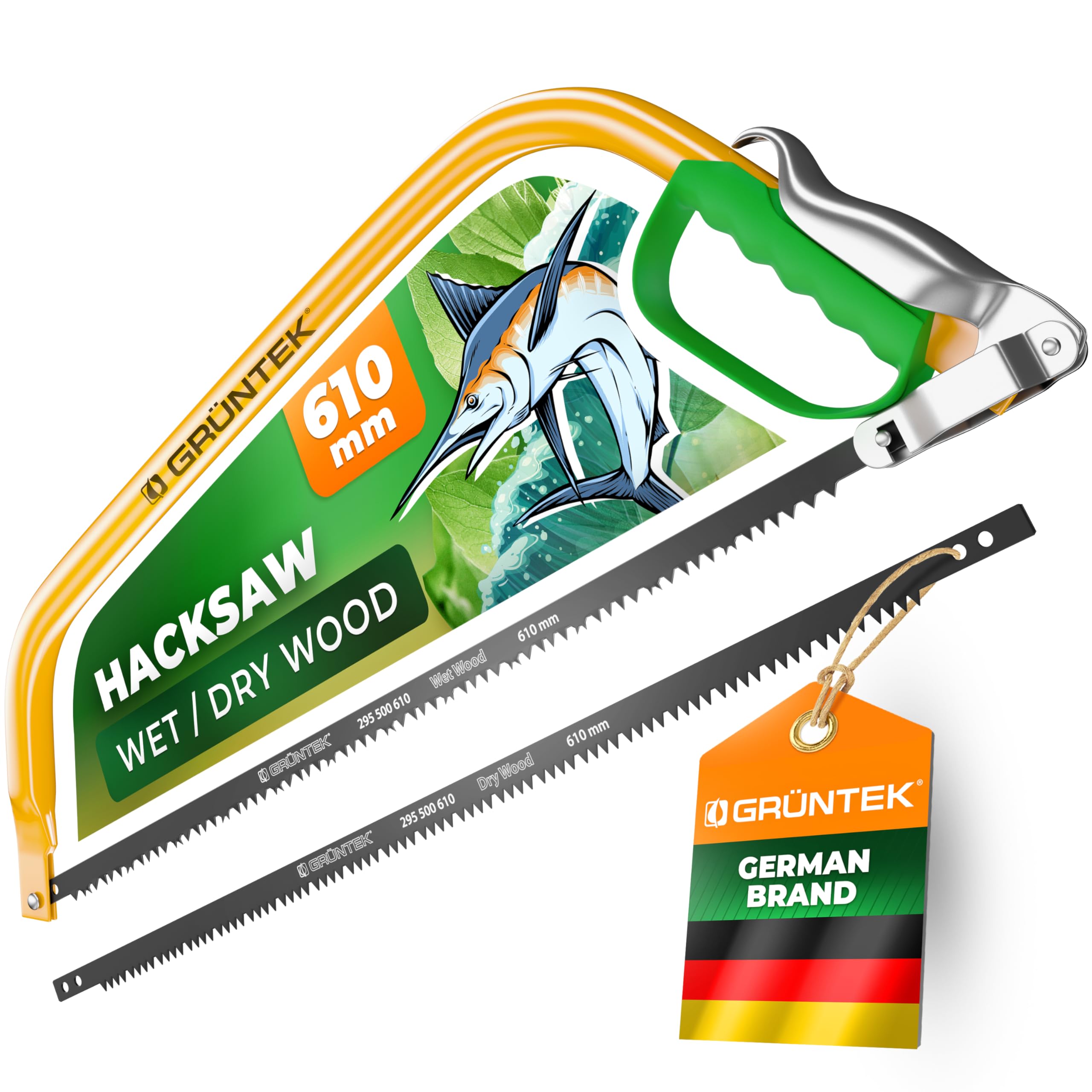 Grüntek Marlin Bow and Hacksaw 610 mm Aggressive Cut Comfort Hand Saw Garden