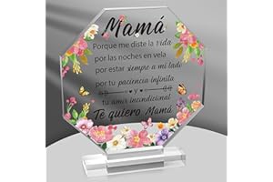 Yopyame Spanish Mom Birthday Gifts - Regalos para Mamá Acrylic Gift for Office Desk Decor Keepsake Paperweights Gifts for Mom in Spanish Christmas Mothers Day Gifts for Mom Spanish from Daughter Son