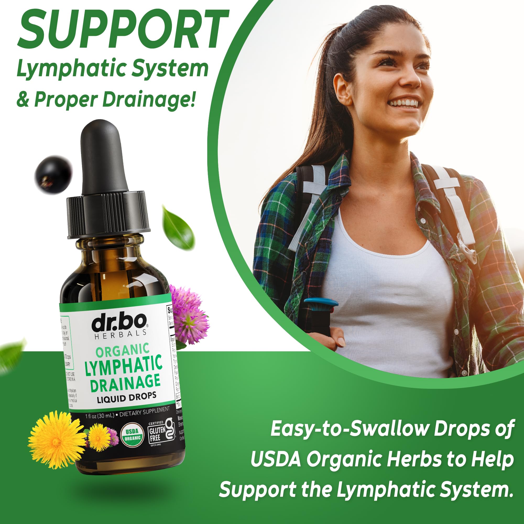 Lymphatic Drainage Supplements Drops - Organic Lymphatic Support Liquid Drops Cleanse with Echinacea, Lymph System Support Supplement, Lymph Node Detox Cleanse System Drainage - 1oz Non-GMO Organics