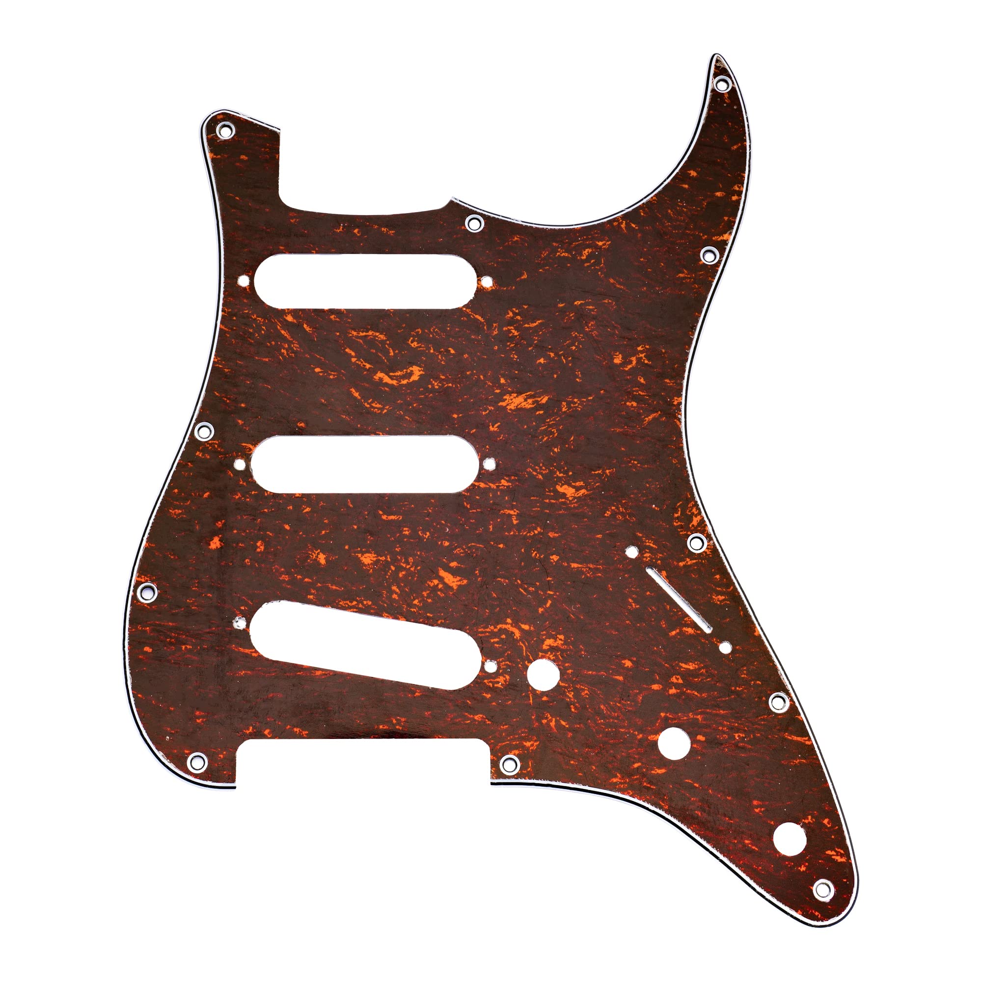 Musiclily 11 Hole SSS Strat Pickguard Scratch Plate for Fender USA/Mexican Standard Stratocaster Modern Style Electric Guitar, 4Ply Red Tortoise โ image 1