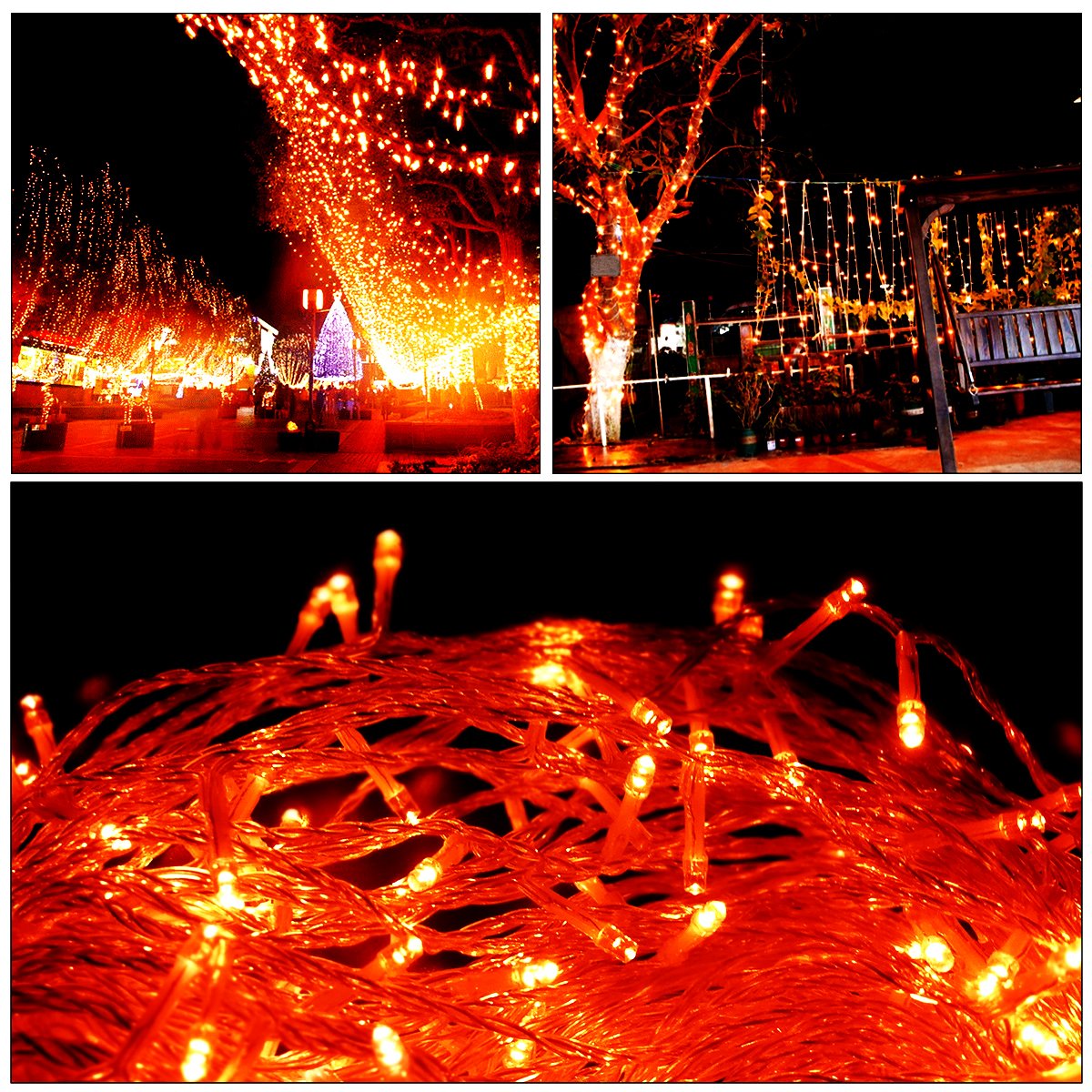 Orange String Lights, 164FT/50M 300 LED Orange Lights,8Modes,LDTX UL