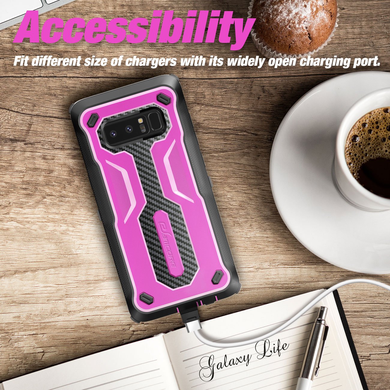 Galaxy Note 8 case, eSamcore Full Body Protection Shockproof Case Cover with Rugged Heavy Duty Holster Clip Kickstand [WITHOUT Built-in Screen Protector] for Samsung Note 8 2017 [Purple]