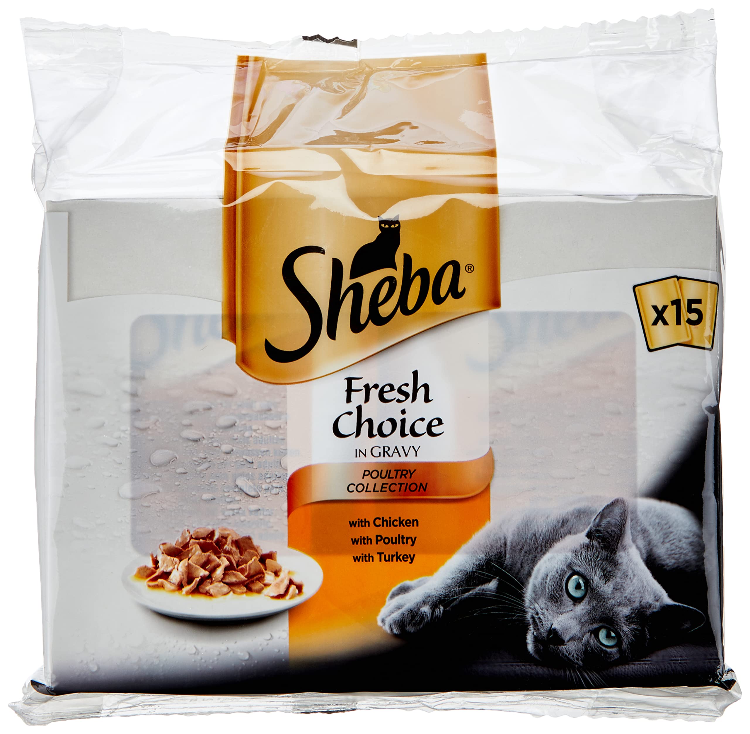 SHEBA Fresh Choice Cat Pouches Poultry Collection in Gravy 15x50g Gravy 15x50g