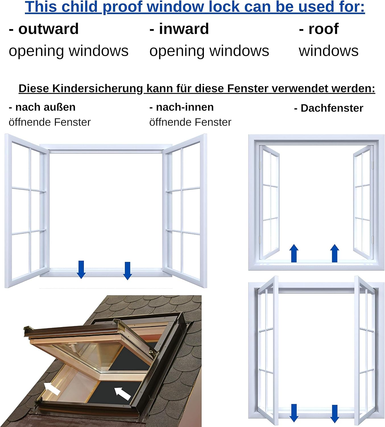 Window Child Safety Lock, for Inward & Outward Opening Windows, Dark Grey, with 3M VHB Special Adhesive, for UPVC, Wooden, Metal Frames, for Window Frames from 1.5" Width, Window Opening restrictors - Image 5