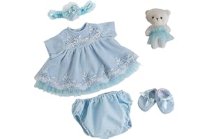 EKOKIZ Reborn Baby Dolls Clothes Girl Blue Baby Clothes Doll Clothes 17-22 Inches Doll Clothes and Accessories for Reborn Baby Dolls Girl