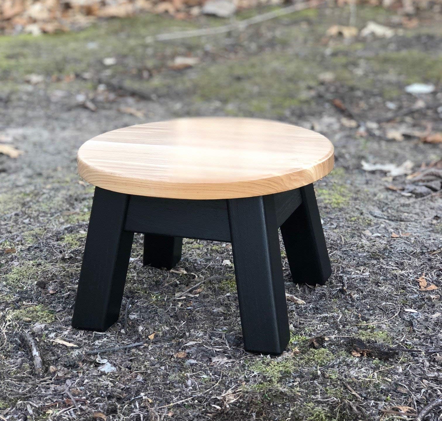 Round top, wood step stool, riser, modern, 8' - 10-12" hIgh