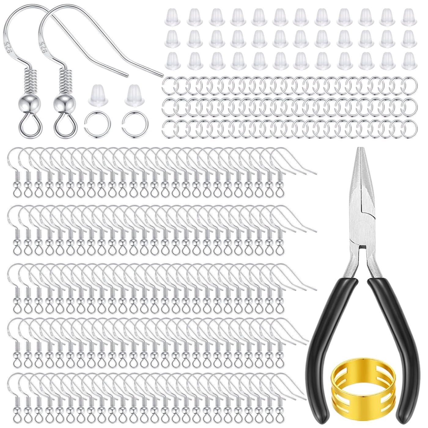 XIANNVXI 602 Pcs Hypoallergenic Earring Making Kits Supplies 925 Silver Earring Hooks for Jewellery Making,Including Jump Rings,Jewellery Findings,Backs,Tools for DIY