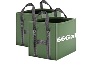 IWNTWY 2-Pack 66 Gallons Reusable Yard Waste Bags, Upgrade Heavy Duty Foldable Garden Leaf Bag Lawn Bags Trash Bag Waste Container, Keep Upright (25.5" L × 25.5" W × 27.5" H)