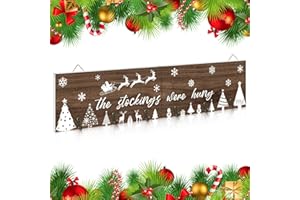 LIKAJON Wooden Christmas Stocking Holder for Wall, 24.8 Inches Xmas Stocking Hangers for Wall, The Stocking were Hung Wood Ha