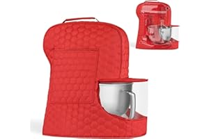 Ottkids Stand Mixer Dust Cover Compatible with KitchenAid Mixer - Storage Bag for 6/7/8 Quart Bowl Lift with Pockets for Accessories and Attachments(Red,Fits for 6-8 Quart）