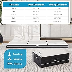wOod-it Folding Mattress, 4 inch Tri-Fold Memory