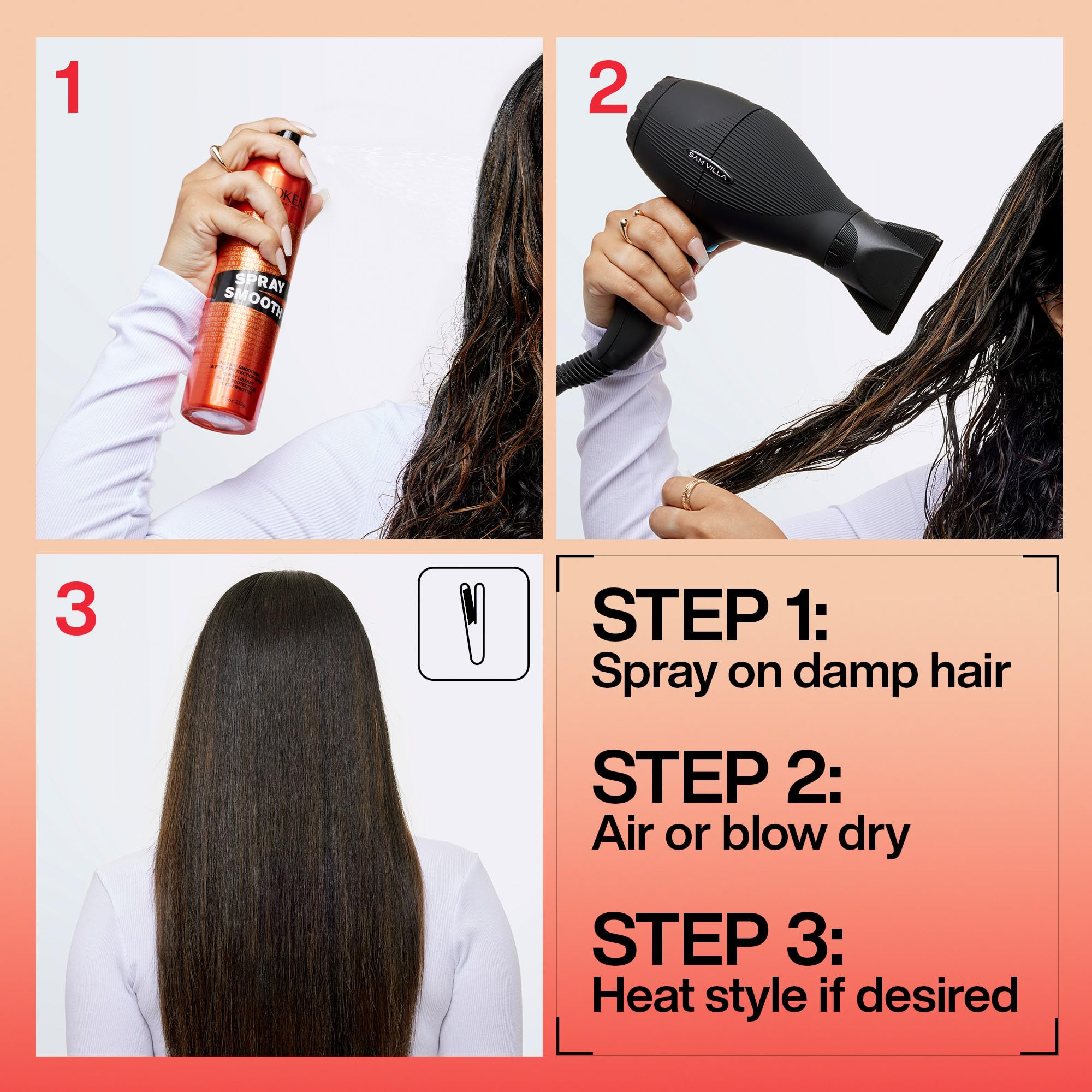 Redken Spray Smooth Anti Frizz Hair Spray - Frizz Control and Heat Protection, With Citric Acid, Paraben, Sulfate & Silicone-Free