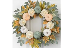 ZESUA Fall Decorations for Home - Fall Decor - 18 Inch Autumn Fairytale Pumpkin Foliage Maple Leaf Hydrangeas Wreath for Thanksgiving Halloween Farmhouse Harvest Front Door Outdoor Indoor Window Wall