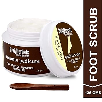 BodyHerbals 1 minute Pedicure 100% Natural Anti- pigmentation Foot Scrub |Tea Tree | lemon Oil | Paraben & SLS free (125 gms)