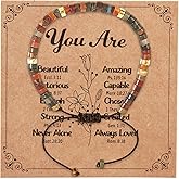 YUEWEESER Inspirational Gifts Bracelets for Adults Women Encouraging Motivational Natural Stone Bracelet with Message Card Gift for Women Best Friends