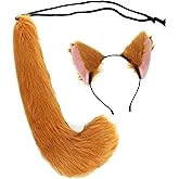 Soul Young Faux Fur Cat Ears Furry Wolf Fox Long Tail Costume Halloween Party Animal Cosplay Set (Brown)