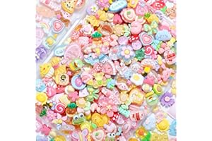 Zefy 120pcs Cute Slime Charms, No Repeating Jelly Resin Charms Flatback Charm Set, Kawaii Charm Bulk for Junk Case Nail Scrapbooking Crafts Making
