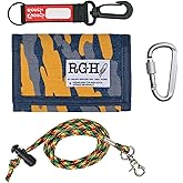 Rough Enough Kids Wallet for Boys Teen with Neck Lanyard Keychain Blue Yellow Camo Canvas Casual