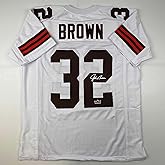 Facsimile Autographed Jim Brown Cleveland White Reprint Laser Auto Football Jersey Size Men's XL