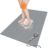 Bathroom Non Slip Shower Mat, Gray 58x32 Inch Bathtub Mat, Non Slip Bathroom Mat for Elderly and Kids, Easy to Dry, Fast-Dry Drainage Hole, Easy to Prune