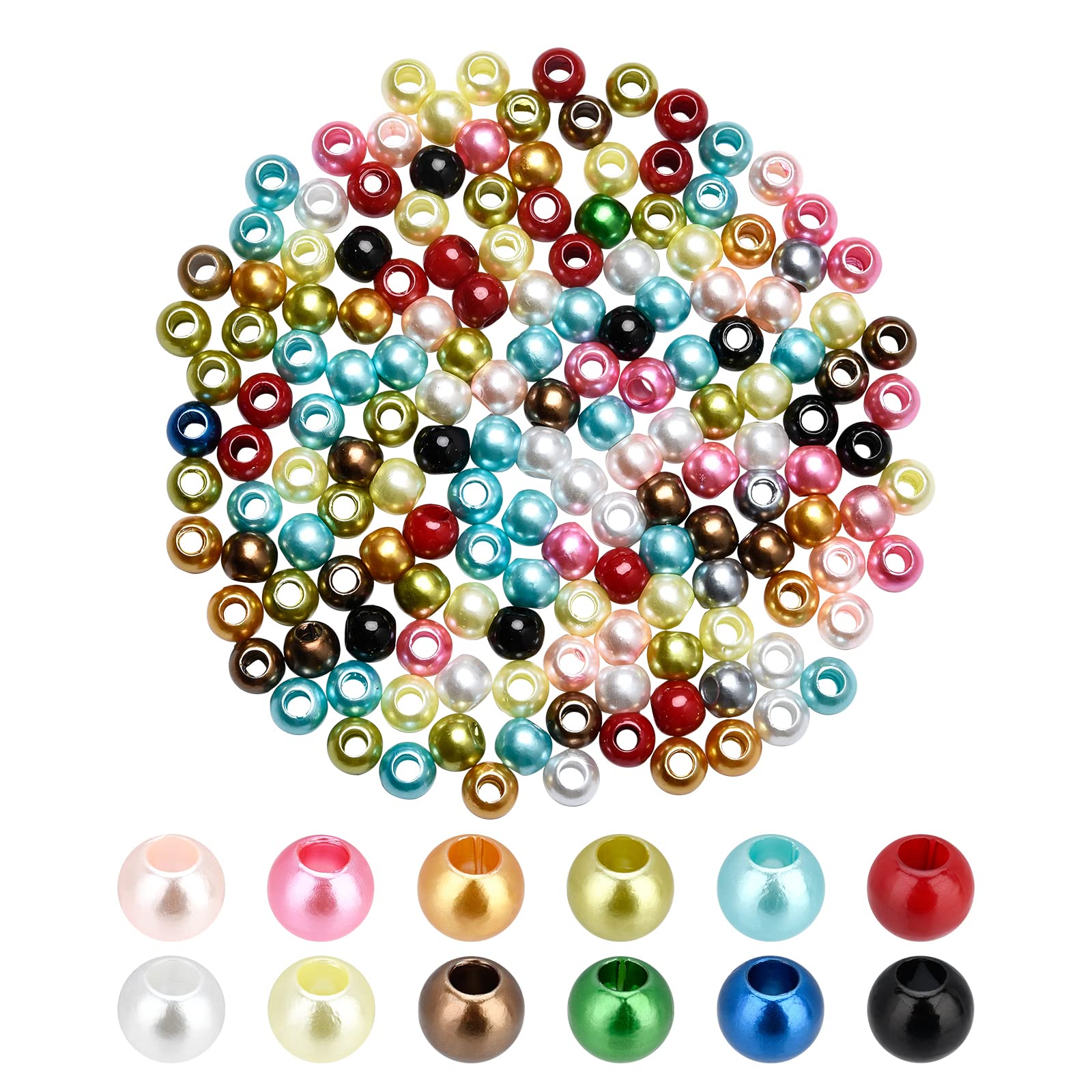 NBEADS 500G/780 Pcs Mixed Color Abs Imitation Faux Pearl Beads Large Hole Pearls, Leather Kumihimo European Crafts