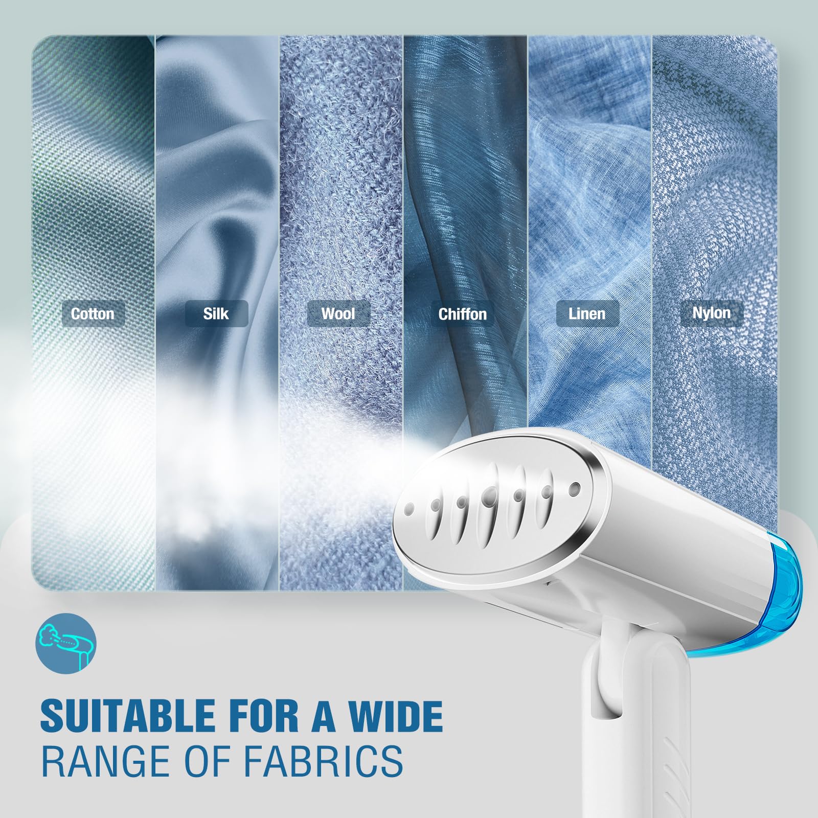TYY Travel Steamer for Clothes with Dual Voltage 100-240V, Foldable Clothes Steamer Fabric Wrinkle Remover, Portable Handheld Garment Steamer and Steam Iron 2-in-1 for Worldwide Traveling