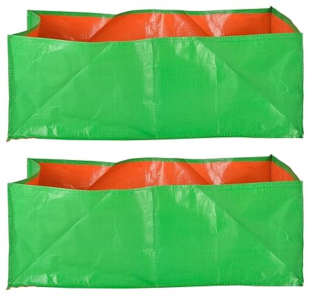 YUVAGREEN Green with Orange 200 GSM UV Treated Grow Bags for Terrace Gardening 36