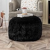Asuprui Pouf Ottoman Floor Pouf Cover Ottoman Foot Rest NO Filler 20x20x12 Inches Round Poof Seat Floor Bean Bag Chair Foldable Floor Chair Storage for Living Room Bedroom Cover ONLY Black