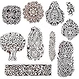 Royal Kraft Wooden Stamps for Block Printing on Saree Border, Textile, Clay, Pottery, Tattoo (Set of 10) MXtag0005