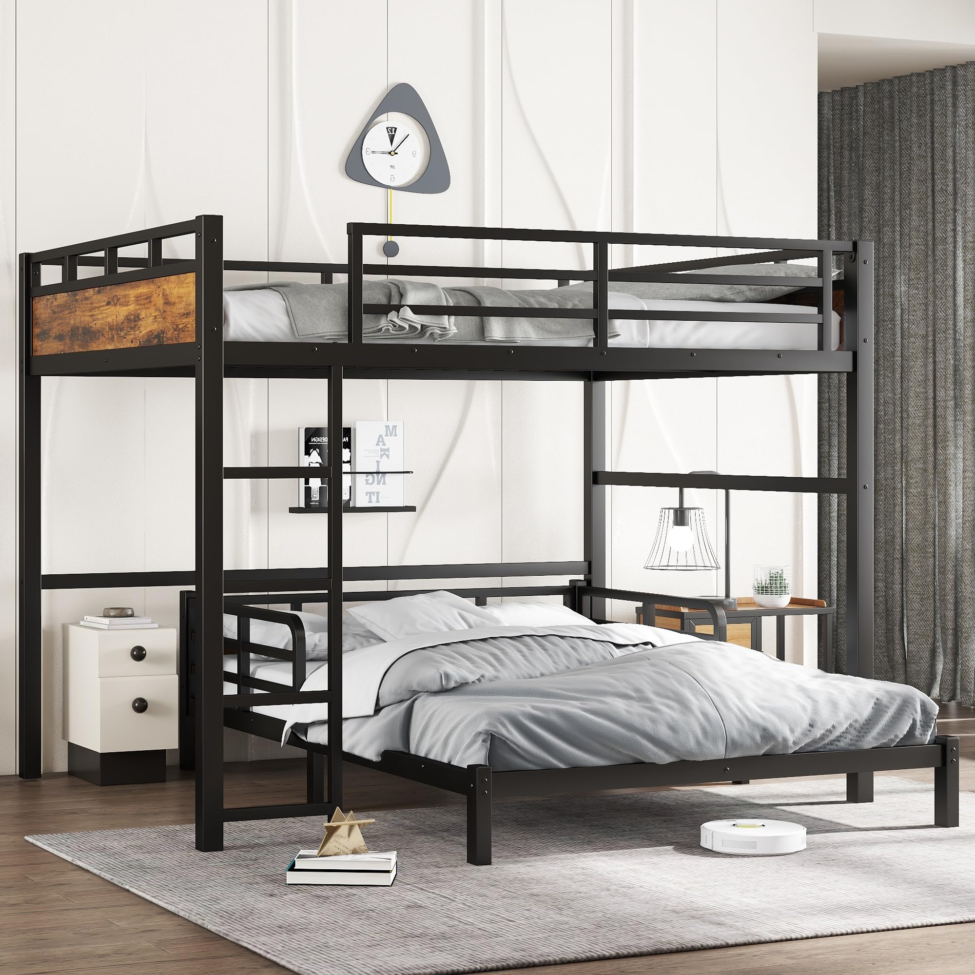 Photo 1 of *PARTIAL SET*
Bellemave Queen Over Queen Bunk Bed with Headboard and Full Length Guardrail, Separable Bunk Bed Queen Size, Heavy Duty Bunk Beds Can Turns Into Loft Bed and Platform Bed, Black