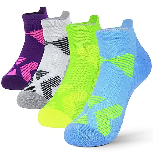 WeciBor Women Athletic Socks Bamboo Running Hiking Sports Sneaker Low Cut Outdoor Hiking Climbing Socks, 4 Pairs Multicolor Ankle, Size 6-8