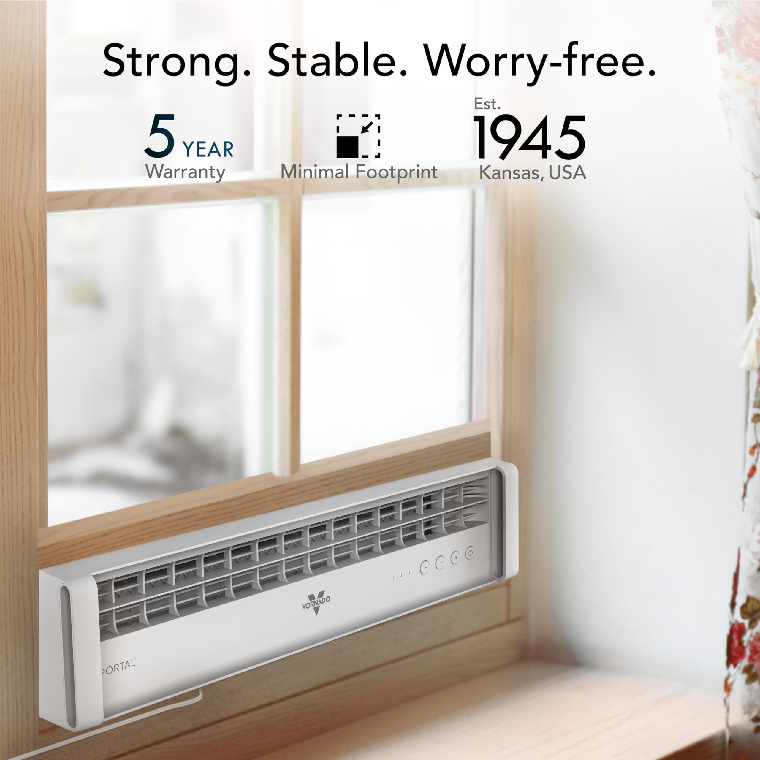 Vornado PORTAL® Window Fan with 3 Speeds, Reversible Exhaust Mode, Weather Resistant, Window Fan For Kitchen, Bedroom, Home, Low Profile, White