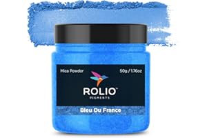 Rolio Premium Mica Powder - Bleu Du France (50G / 1.76oz) - 1 Jar of Blue Pigment Powder for Epoxy Resin, Dye, Soap Making, Nail Polish, Paint, Candle Making, Bath Bombs, Slime