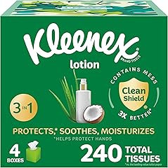 Kleenex Lotion Facial Tissues with Coconut Oil, 4 Cube Boxes, 60 Tissues Per Box, 3-Ply