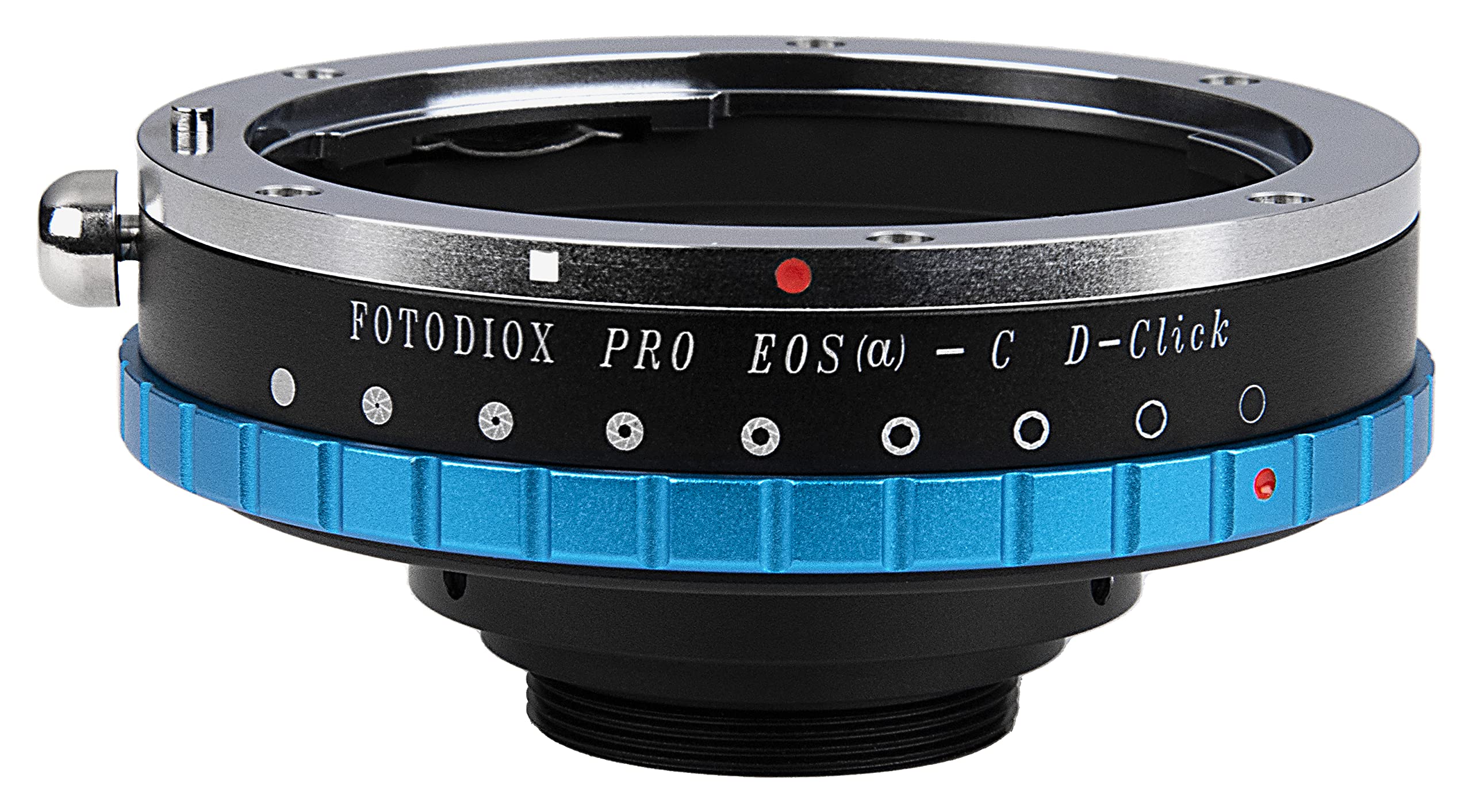 Fotodiox Pro Lens Adapter w/Built-in De-Clicked Aperture Iris, Canon EOS EF Lens (NOT EF-S) to C-Mount Cine & CCTV Cameras
