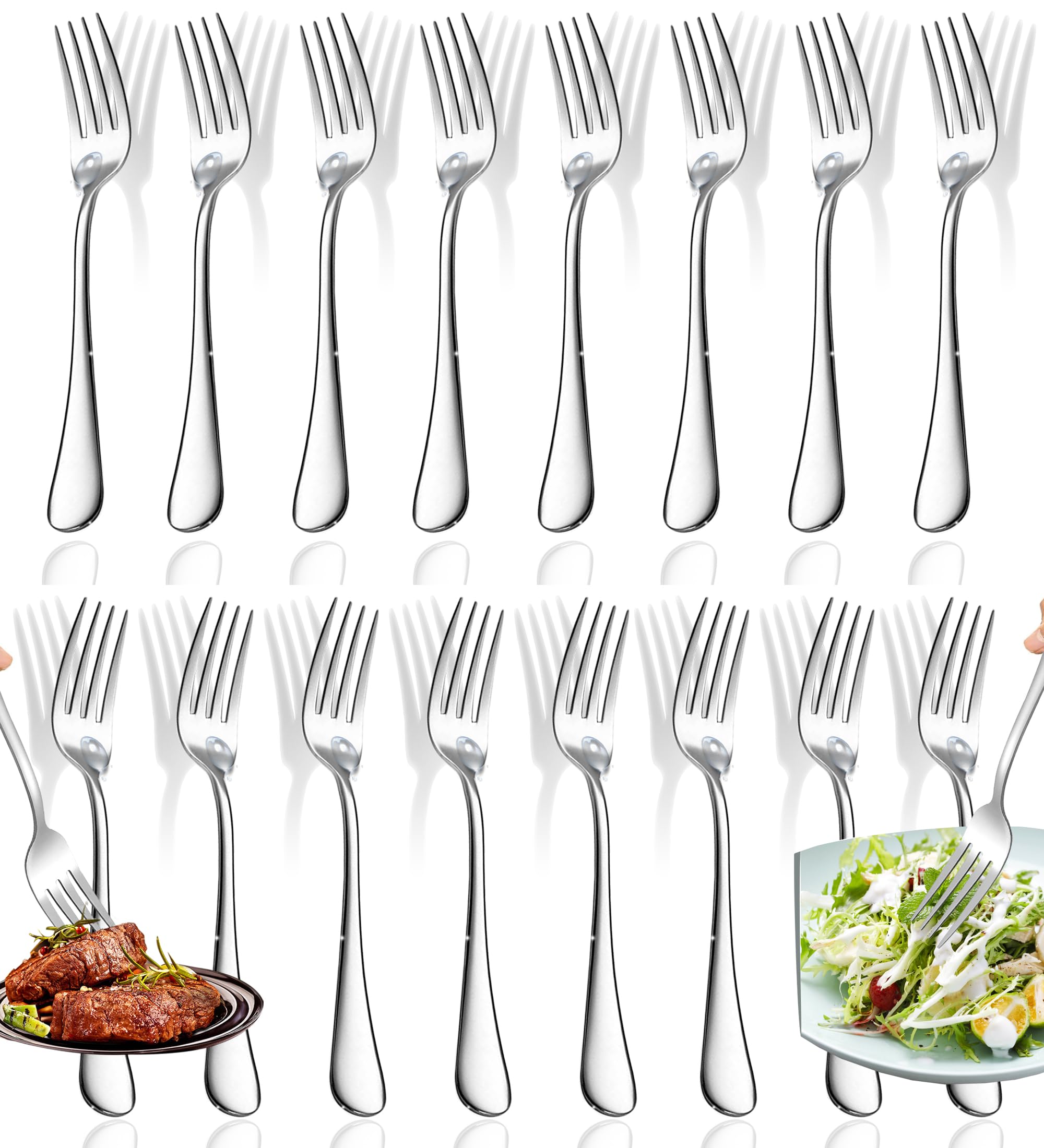 Photo 1 of 12 Pcs Dinner Forks, Top Food Grade Stainless Steel Silverware Set, 7.1 inch Flatware, Table Forks Use for Home Kitchen Restaurant, Mirror Polished & Dishwasher Safe