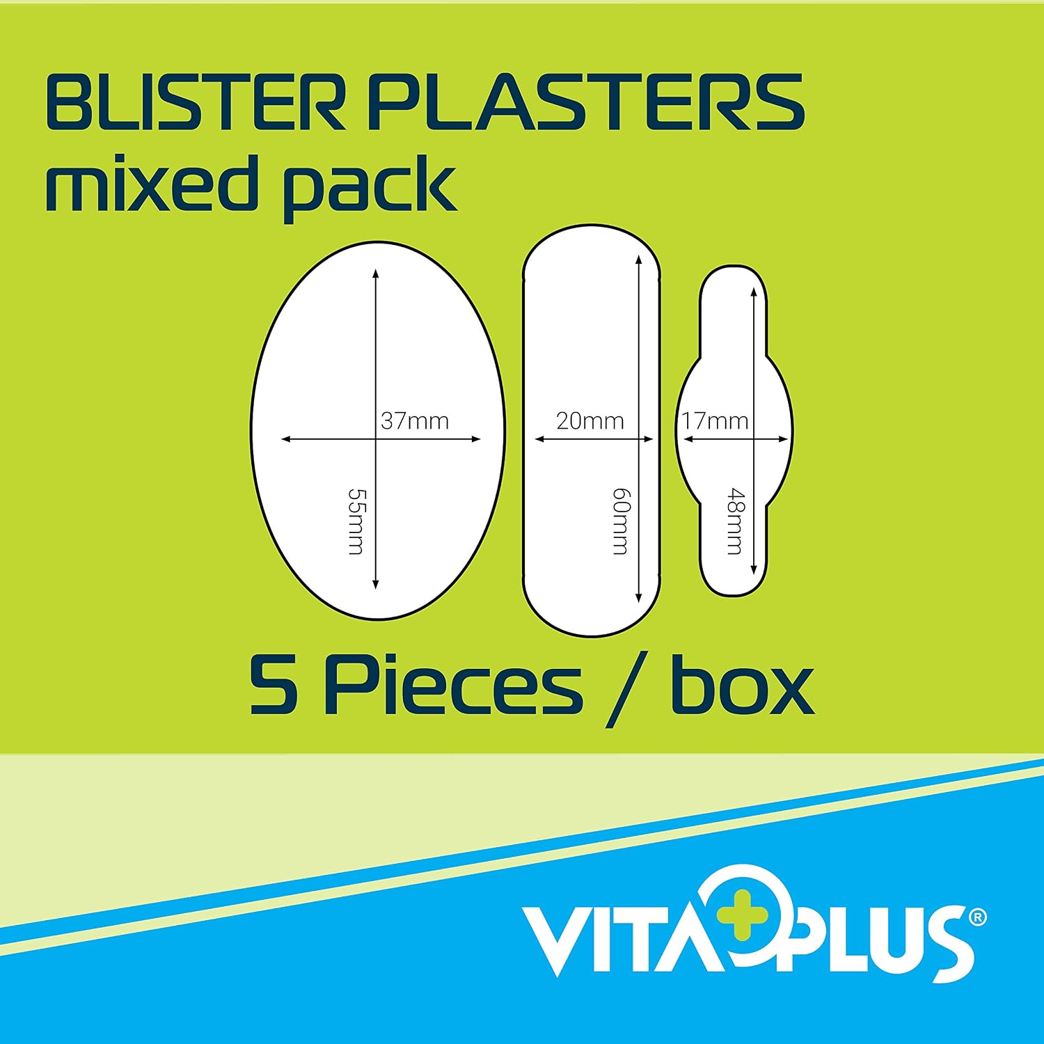 VITAPLUS Mixed Size Blister Plasters, 5 Hydrocolloid Blister Plasters, 2 x Medium, 2 x Small, 1 x Toe, Beige, 5 Count (Pack of 1) - Image 4