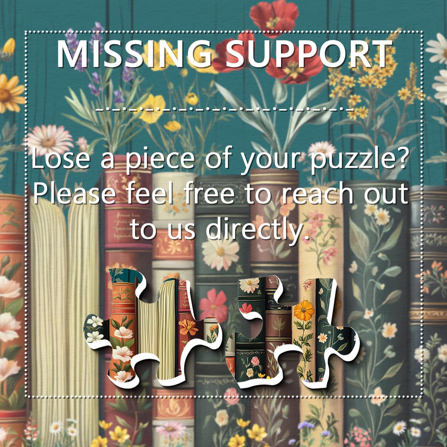 Vintage Wildflower Book Puzzles for Adults 1000 Pieces, Plant Floral Books Pages Jigsaw Puzzle, Retro Bookshelf Puzzles with Blossoming Wildflowers, Botanical Literary Theme Puzzle for Book Lovers