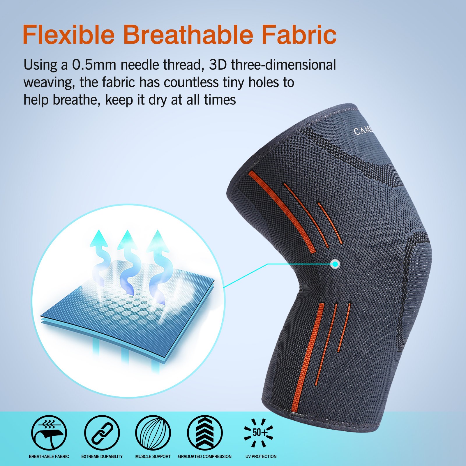 Camel Men\'s Knee Brace Compression Sleeve Breathable Quick-Dry Support for Running Basketball and Relief Arthritis Injury Recovery(Gray,M)