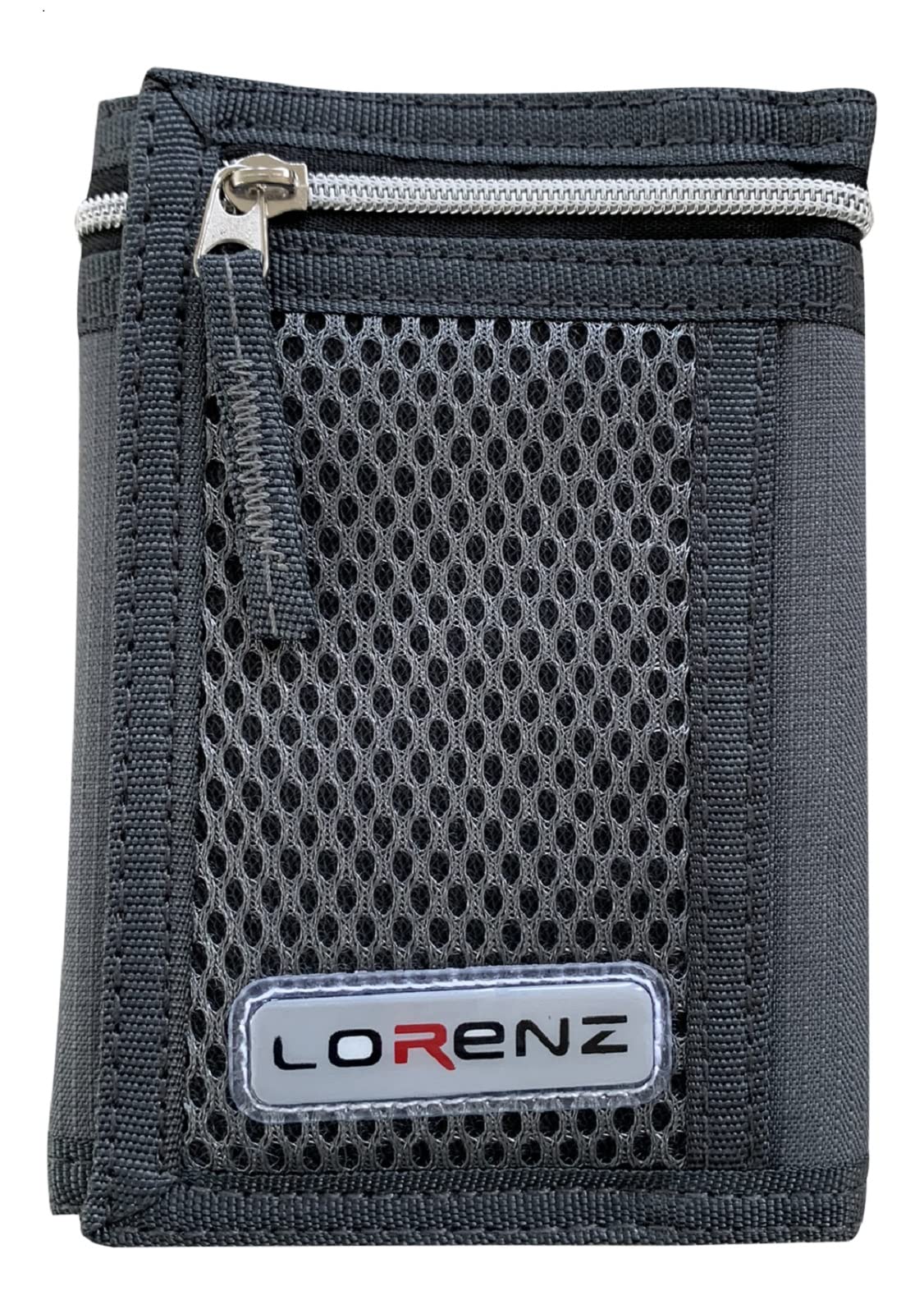 Lorenz Men's Boy's Slim Canvas Sports Trifold Wallet - Grey