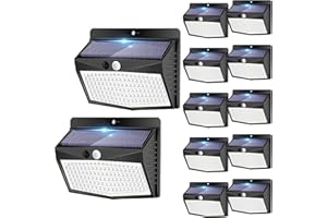 PEASUR Solar Outdoor Lights, 12 Packs Solar Motion Sensor Security Lights with 3 Lighting Modes Solar Wall Lights Waterproof Solar Powered Lights for Garden Fence Yard