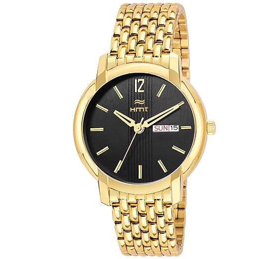 Quartz Movement Day n Date Analogue Display Black Dial Mens Watch