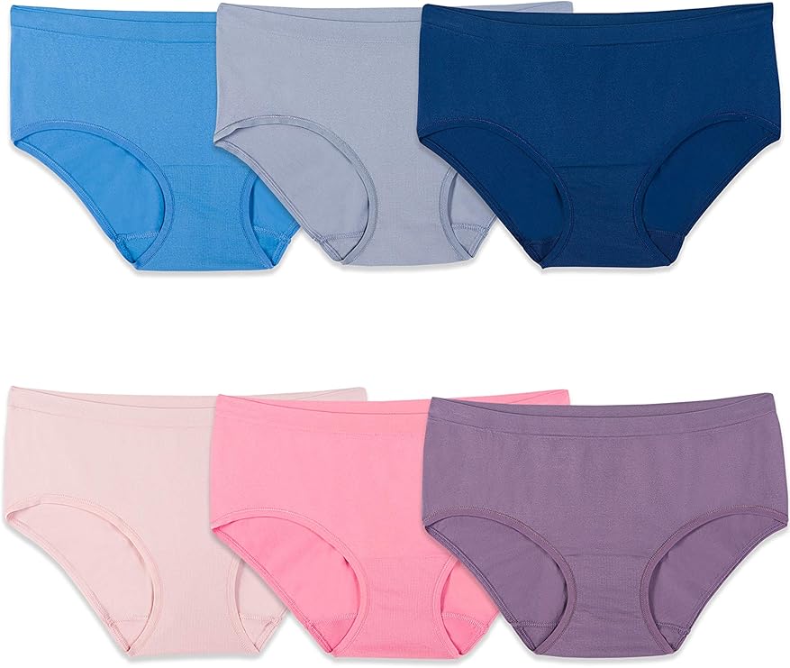 Fruit of the Loom Women's 6 Pack Seamless Underwear Multipack, Assorted