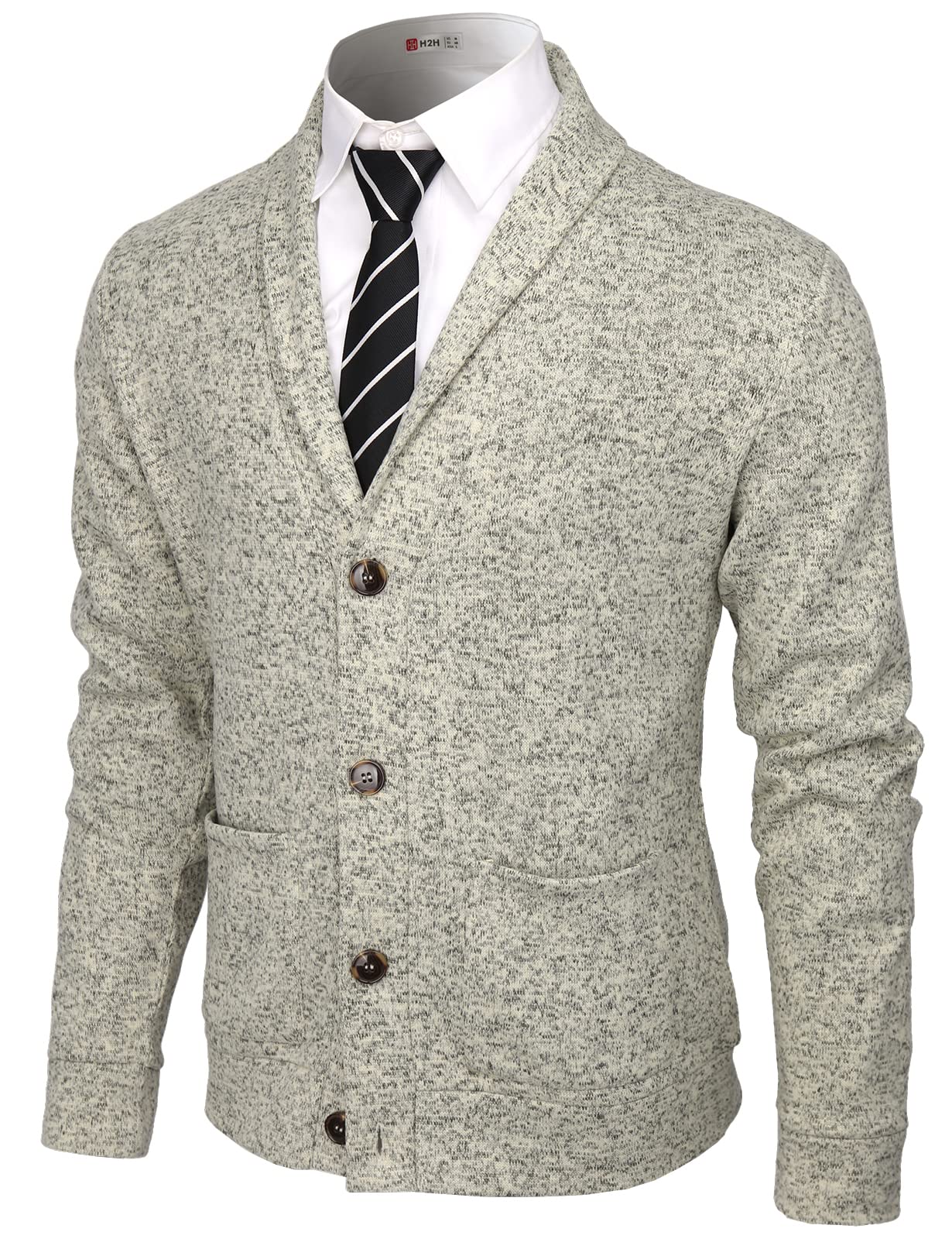 H2H Men's Long Sleeve Button Front Cotton Cashmere