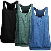 Beyove 3 Pack Banded Bottom Workout Tops for Women Tummy Flattering Yoga Tank Tops Plus Size Racerback Athletic Gym Shirts