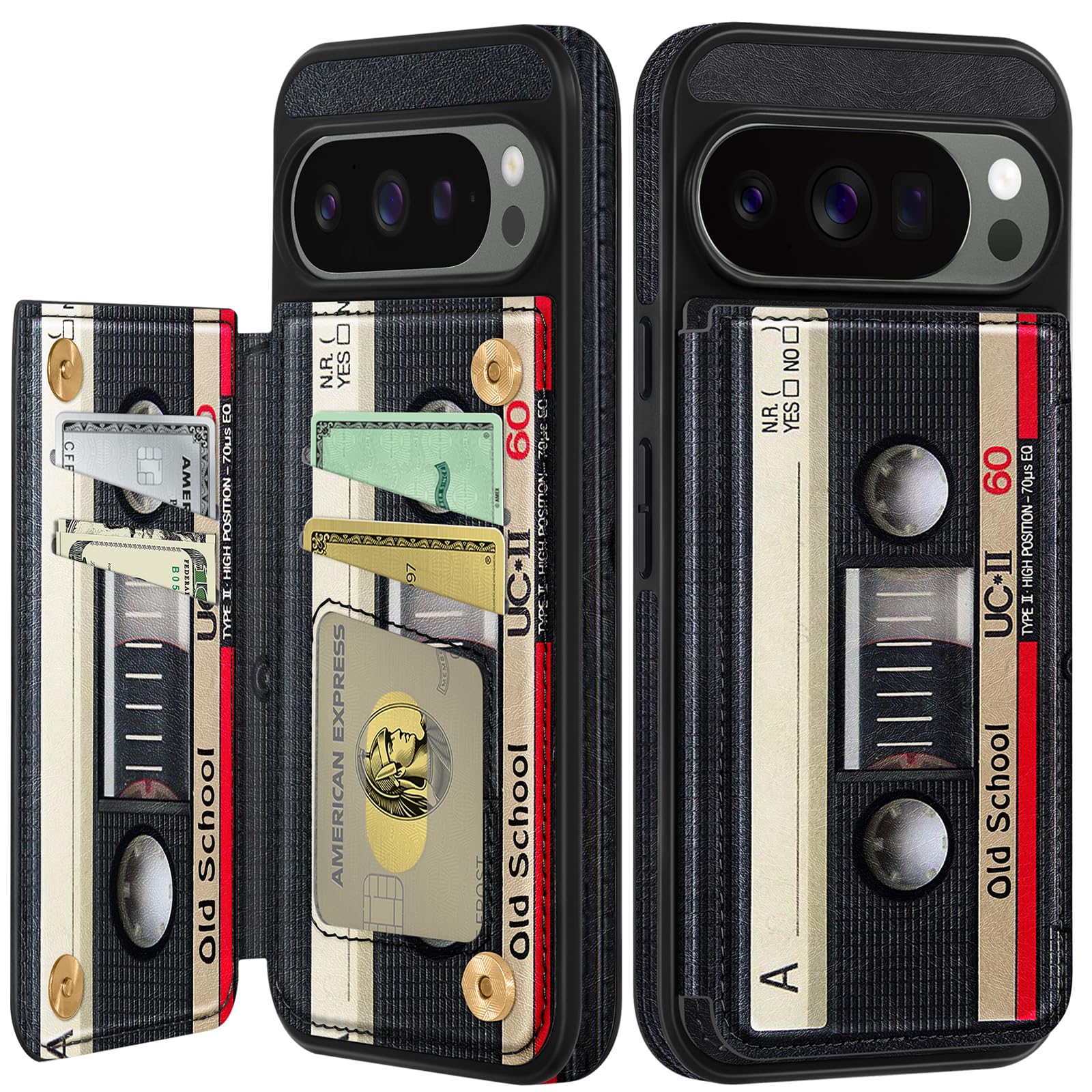 Shorogyt for Google Pixel 10 Pro XL Wallet Case with Card Holder - CD Tape Design Kickstand for Magnetic Clasp Back Flip Folio Leather Phone Cases for Pixel 10 Pro XL for Women Girls Men