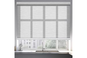 Boolegon Roller Shades for Windows Light Filtering Cordless Roller Blinds with Cassette Valance Roller Window Blinds Thermal Insulation Energy Saving Shades for Home Door Office,White,58" W×48" H