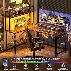 Aheaplus L Shaped Gaming Desk with Power Outlets